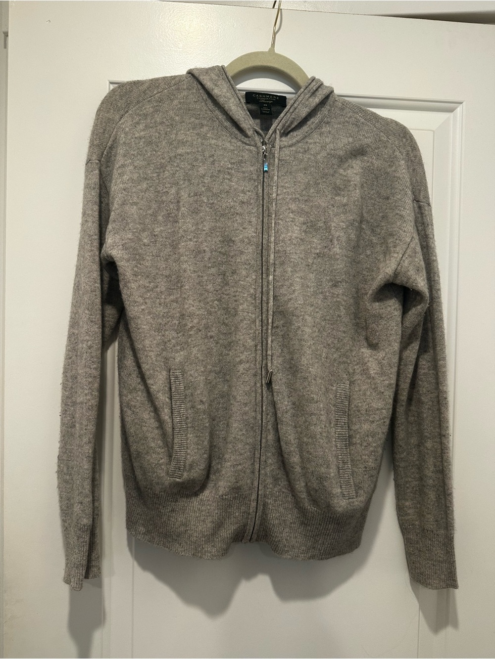 Club Monaco Light Gray Zip-Up Hooded Sweater